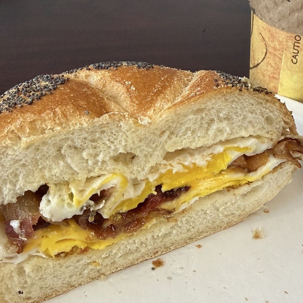 Village Bagels - Bacon Egg and Cheese on a Roll - Sandwiches Near Me - Norwalk, Connecticut Village Bagels - Bacon Egg and Cheese on a Roll - Sandwiches Near Me - Norwalk, Connecticut