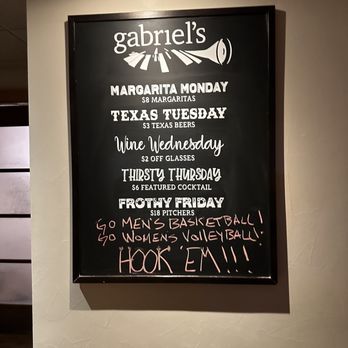 Gabriel's Cafe - a menu on the wall - American Near Me - Austin, Texas