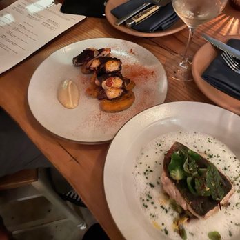 Campfire - Blackened grilled octopus and grilled Chilean Seabass - New American Near Me - Carlsbad, California