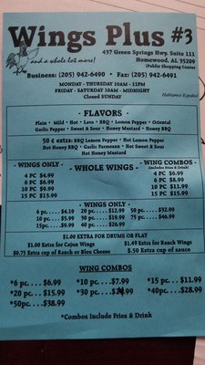 Menu photo 8 Wings Plus 3 Birmingham, AL