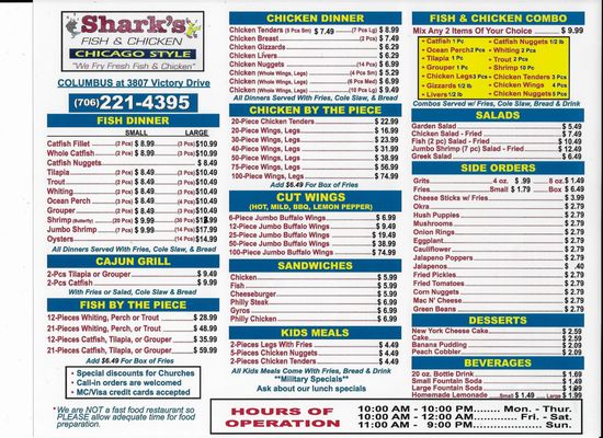 Menu photo 7 Sharks Fish and Chicken Columbus, GA Menu photo 7 Sharks Fish and Chicken Columbus, GA