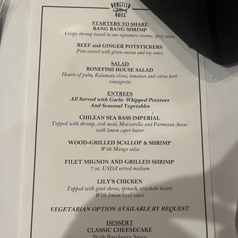 Bonefish Grill - Pre-fixe menu - Seafood Near Me - Las Vegas, Nevada