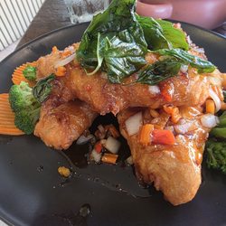 Crispy white fisb sweet and spicy