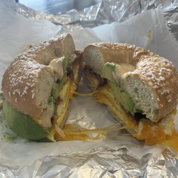 Ruby’s New York Style Bagels - West Ashley - The Rico on a Rosemary sea salt bagel. - Coffee & Tea Near Me - Charleston, South Carolina Ruby’s New York Style Bagels - West Ashley - The Rico on a Rosemary sea salt bagel. - Coffee & Tea Near Me - Charleston, South Carolina