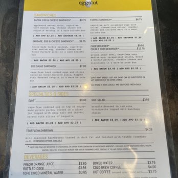 Eggslut - The menu (December 2022) - Breakfast & Brunch Near Me - Los Angeles, California