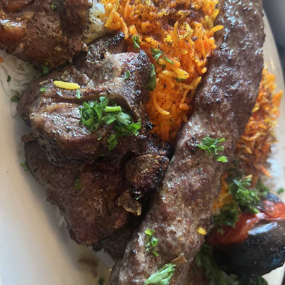 Lamb Chops with a beef kabob skewer Lamb Chops with a beef kabob skewer