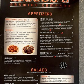 Woody's Brewing - Menu front - New American Near Me - Redding, California
