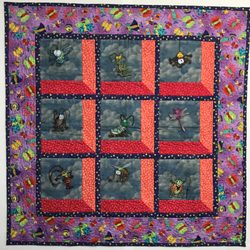 Sew In 2 Quilts - Attic Window featuring OESD embroidery Bug Designs on Window Screen