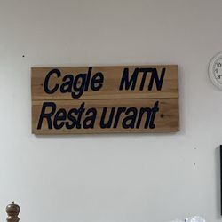 Cagle Mountain Restaurant - Sign from inside
