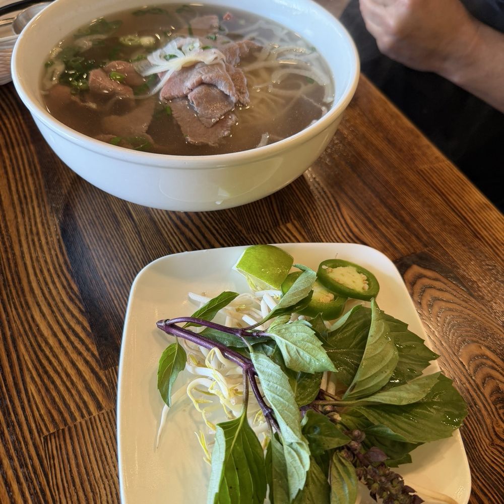 Steak pho. Brother said it was alright. We were surprised at the smallish portion of veggies, but it wasn't so small as to complain. Steak pho. Brother said it was alright. We were surprised at the smallish portion of veggies, but it wasn't so small as to complain.