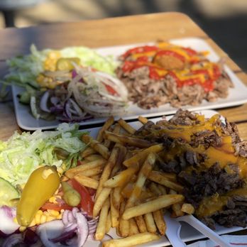Falafel Baghdad - Shawarma plate with fries and salat, need some good spice to the meat! - Fast Food Near Me - Malmö, M Falafel Baghdad - Shawarma plate with fries and salat, need some good spice to the meat! - Fast Food Near Me - Malmö, M