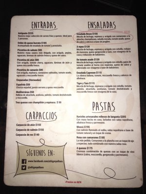 Menu photo 1 El Tigre y el Toro Cancún, ROO Menu photo 1 El Tigre y el Toro Cancún, ROO
