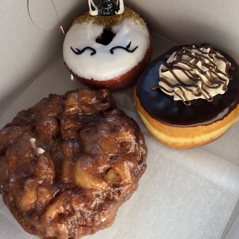 Pinkbox Doughnuts - Apple fritter, Vegas Knights themed unicorn, and a chocolate hazelnut. Yum!! - Donuts Near Me - Henderson, Nevada Pinkbox Doughnuts - Apple fritter, Vegas Knights themed unicorn, and a chocolate hazelnut. Yum!! - Donuts Near Me - Henderson, Nevada