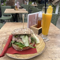 Cafe Heen & Weer - My tuna salad sandwich and orange juice.