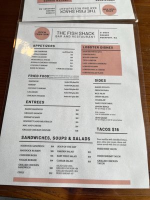 Menu photo 1 The Fish Shack Restaurant Rockport, MA