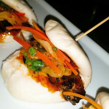 Therapy  - Korean BBQ Bao ($15): Uber tender pork belly cooked in sweet Korean bbq sauce.  Garnished with kimchi and pickled julienned carrots. - Bars Near Me - Las Vegas, Nevada