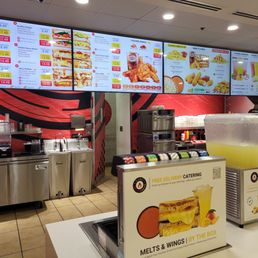 Menu and storefront.