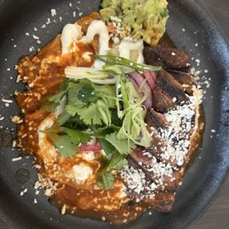 Chilaquiles with steak and no eggs.