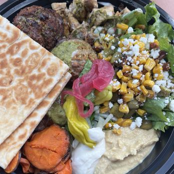 Pita & Basil - Chicken & Falafel BOWL - Mediterranean Near Me - Bellflower, California Pita & Basil - Chicken & Falafel BOWL - Mediterranean Near Me - Bellflower, California