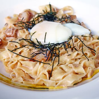 MW Restaurant - Mentaiko Pasta (Soft Boiled Kaneshiro Egg, Karashi Mustard) - New American Near Me - Honolulu, Hawaii
