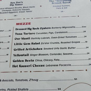 Zou Zou’s - Menu - Mediterranean Near Me - New York, New York