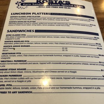 Kosta's Greek Eatery - Lunch menu - Greek Near Me - Pompano Beach, Florida Kosta's Greek Eatery - Lunch menu - Greek Near Me - Pompano Beach, Florida