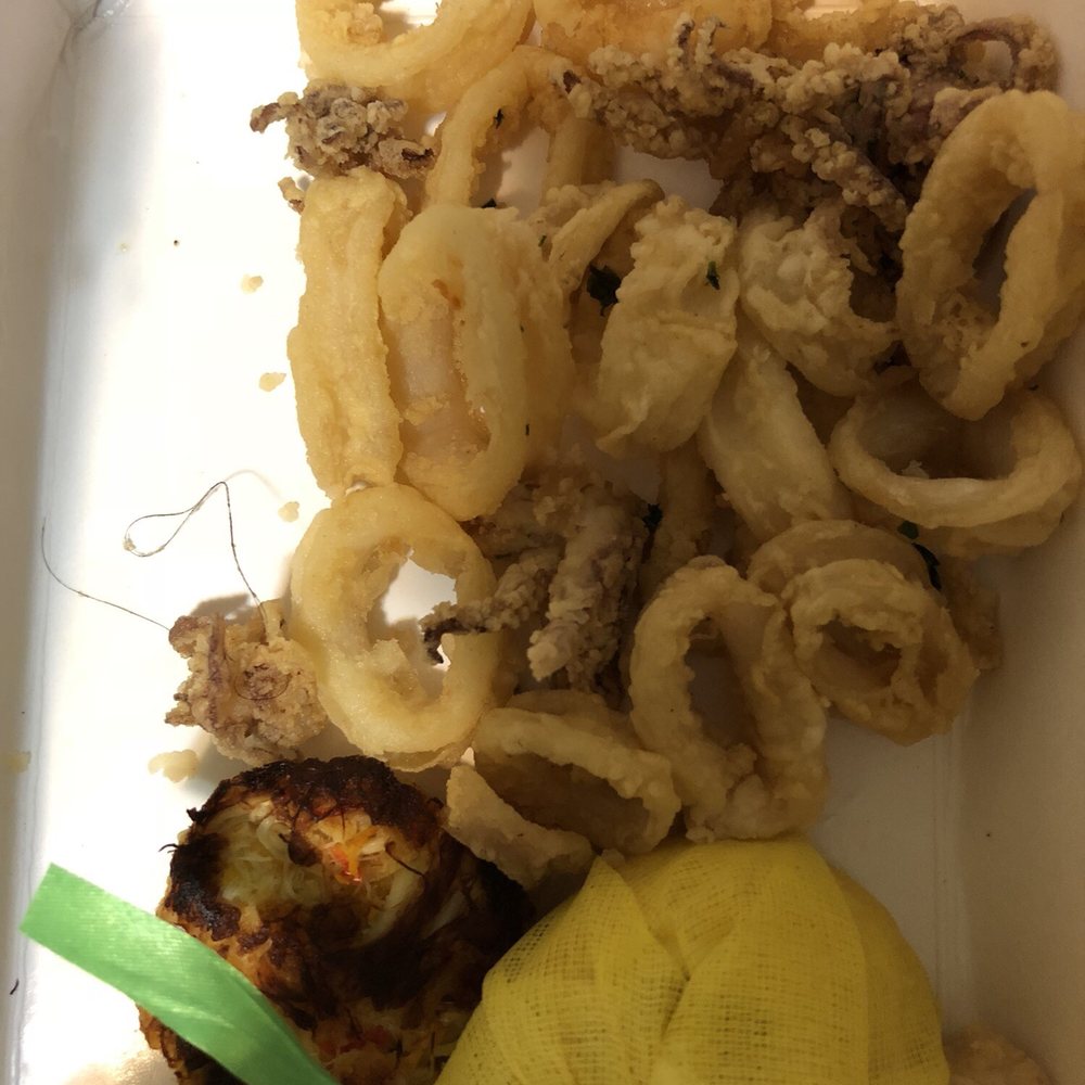 Mare - The left over fried calamari with two pieces of hair stuck into it - Seafood Near Me - Boston, Massachusetts Mare - The left over fried calamari with two pieces of hair stuck into it - Seafood Near Me - Boston, Massachusetts
