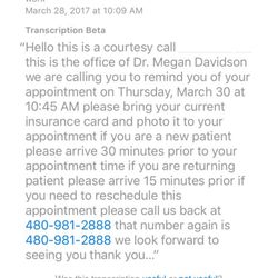 Alta Dermatology Group - Proof that the front desk staff lied about their voicemail always mentioning billing.