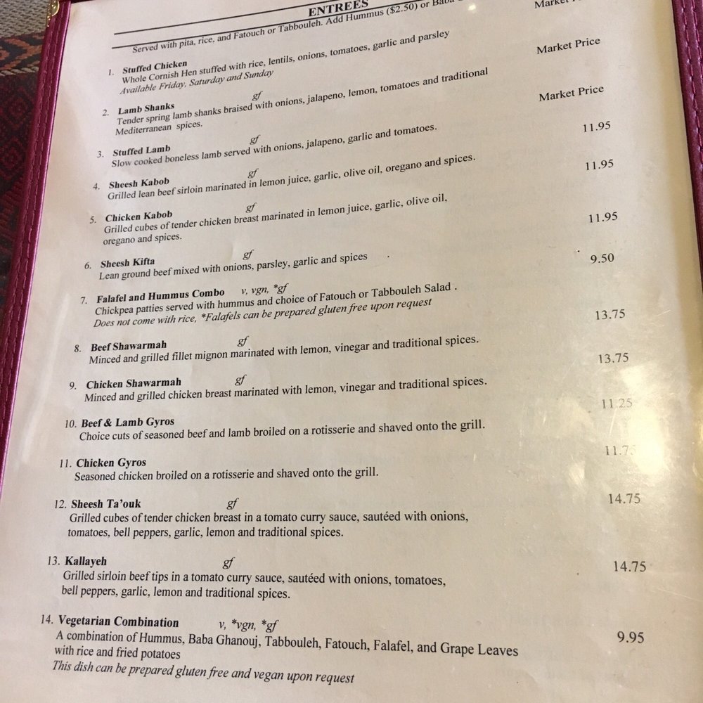 Jerusalem Restaurant - Entree Menu - Middle Eastern Near Me - Denver, Colorado Jerusalem Restaurant - Entree Menu - Middle Eastern Near Me - Denver, Colorado