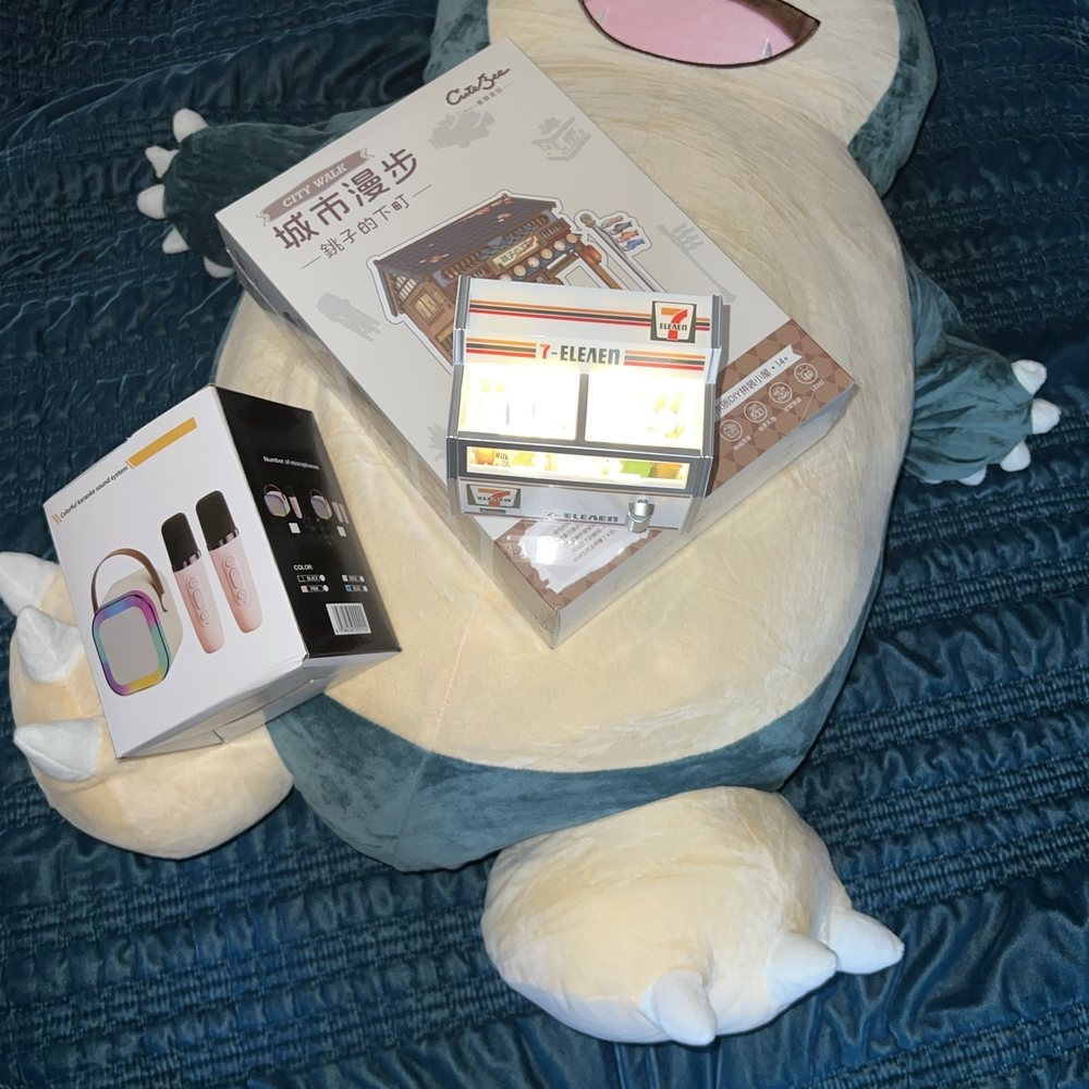 Giant Snorlax! Build it sushi shop, mini karaoke set, + loaded 7-11 freezer case. Yes!!! Giant Snorlax! Build it sushi shop, mini karaoke set, + loaded 7-11 freezer case. Yes!!!