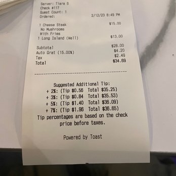 Sidebar - Actual amount I authorized, including the automatic gratuity that wasn't disclosed. - Bars Near Me - Atlanta, Georgia Sidebar - Actual amount I authorized, including the automatic gratuity that wasn't disclosed. - Bars Near Me - Atlanta, Georgia