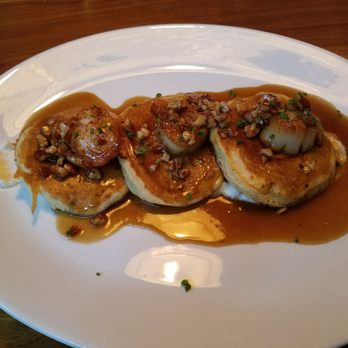 Lure - Seared Scallops w/Buttermilk Bourbon Griddlecakes - Seafood Near Me - Atlanta, Georgia Lure - Seared Scallops w/Buttermilk Bourbon Griddlecakes - Seafood Near Me - Atlanta, Georgia