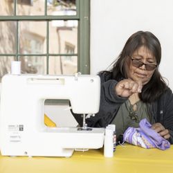 New Mexico History Museum - Artist creating a piece for the Native American Portal Artisans program