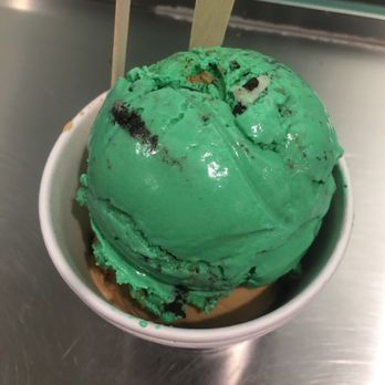 Afters Ice Cream - Mint Monster (top) and a peek of the Vietnamese Coffee on the bottom - Ice Cream & Frozen Yogurt Near Me - West Covina, California