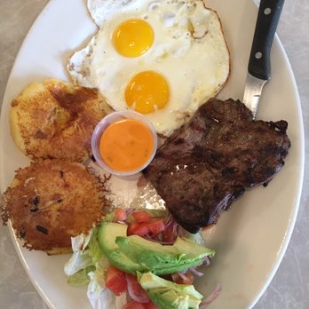 Harry's Restaurant - CHURRASCO PLATTER Potato-Cheese Patties with 2 Eggs, a Grilled Beef Skirt, sliced Avocado - Breakfast & Brunch Near Me - Houston, Texas Harry's Restaurant - CHURRASCO PLATTER Potato-Cheese Patties with 2 Eggs, a Grilled Beef Skirt, sliced Avocado - Breakfast & Brunch Near Me - Houston, Texas