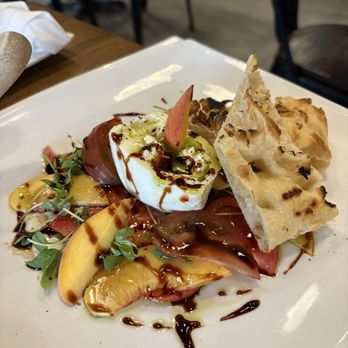Firestone's - Peach, Tomato, Burrata Salad - New American Near Me - Erie, Pennsylvania Firestone's - Peach, Tomato, Burrata Salad - New American Near Me - Erie, Pennsylvania