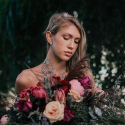 Simple Florals - Dark Bohemian Moody Bouquet and Centerpieces Photo by Sea + Ink