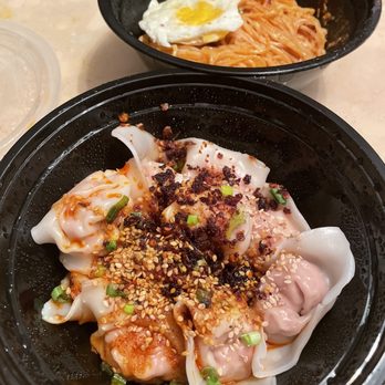 No 1 Express - Shrimp Wonton in chili Oil $11 - more porky than shrimp. Would not get it again - Chinese Near Me - Arcadia, California