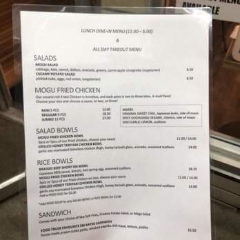 Mogu Fried Chicken - Take out menu - Japanese Near Me - Vancouver, British Columbia Mogu Fried Chicken - Take out menu - Japanese Near Me - Vancouver, British Columbia