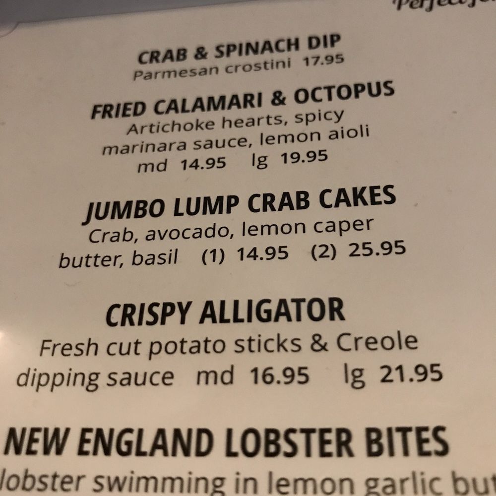 Pappadeaux Seafood Kitchen - Hmmm what should I get? Not the gator! - Seafood Near Me - Conroe, Texas Pappadeaux Seafood Kitchen - Hmmm what should I get? Not the gator! - Seafood Near Me - Conroe, Texas