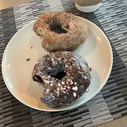 Apple cider and chocolate peppermint donuts