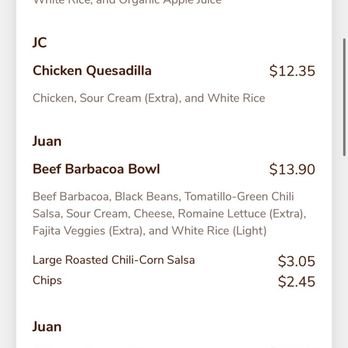 Chipotle Mexican Grill - It's the same order every time.  AND they forgot my kids' apple juice - Mexican Near Me - Pineville, North Carolina