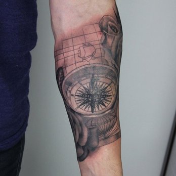 Old Crow Tattoo - Cannot say enough about the detail Hannah put into this thing. Compass is two weeks healed and still settling — the rest is fresh. - Tattoo Near Me - Berkeley, California
