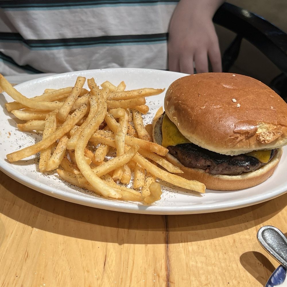 Black Oak Grill - My son's cheeseburger and fries - American Near Me - Branson, Missouri