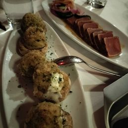 Crab stuffed mushrooms and seared ahi