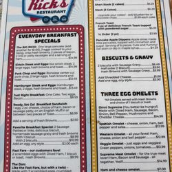 Rick's Restaurant - Breakfast Menu