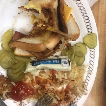 Waffle House - Grilled cheese with eggs and bacon . Side of hash brown . - Breakfast & Brunch Near Me - Orlando, Florida Waffle House - Grilled cheese with eggs and bacon . Side of hash brown . - Breakfast & Brunch Near Me - Orlando, Florida