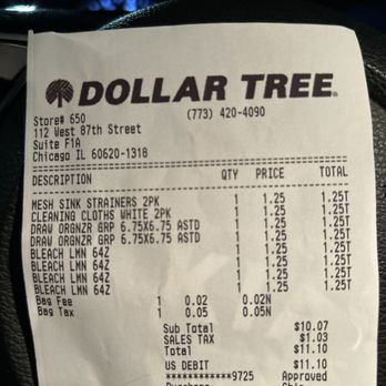 Dollar Tree - Clearly I was charged a bag fee. - Discount Store Near Me - Chicago, Illinois Dollar Tree - Clearly I was charged a bag fee. - Discount Store Near Me - Chicago, Illinois