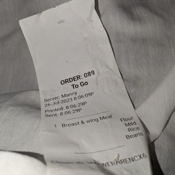 Juan Pollo - The copy of my receipt with me not receiving my tortillas - Fast Food Near Me - Colton, California Juan Pollo - The copy of my receipt with me not receiving my tortillas - Fast Food Near Me - Colton, California