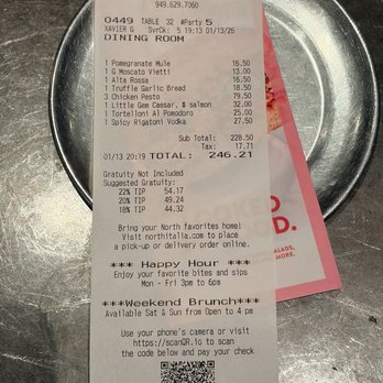North Italia - Receipt - Pizza Near Me - Irvine, California North Italia - Receipt - Pizza Near Me - Irvine, California